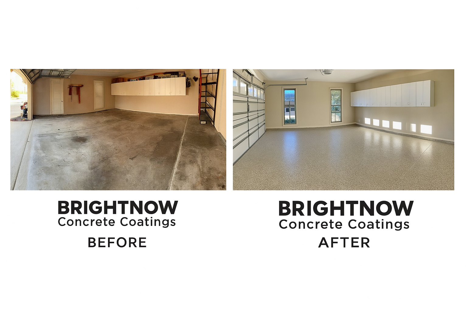 Garage concrete coating before and after