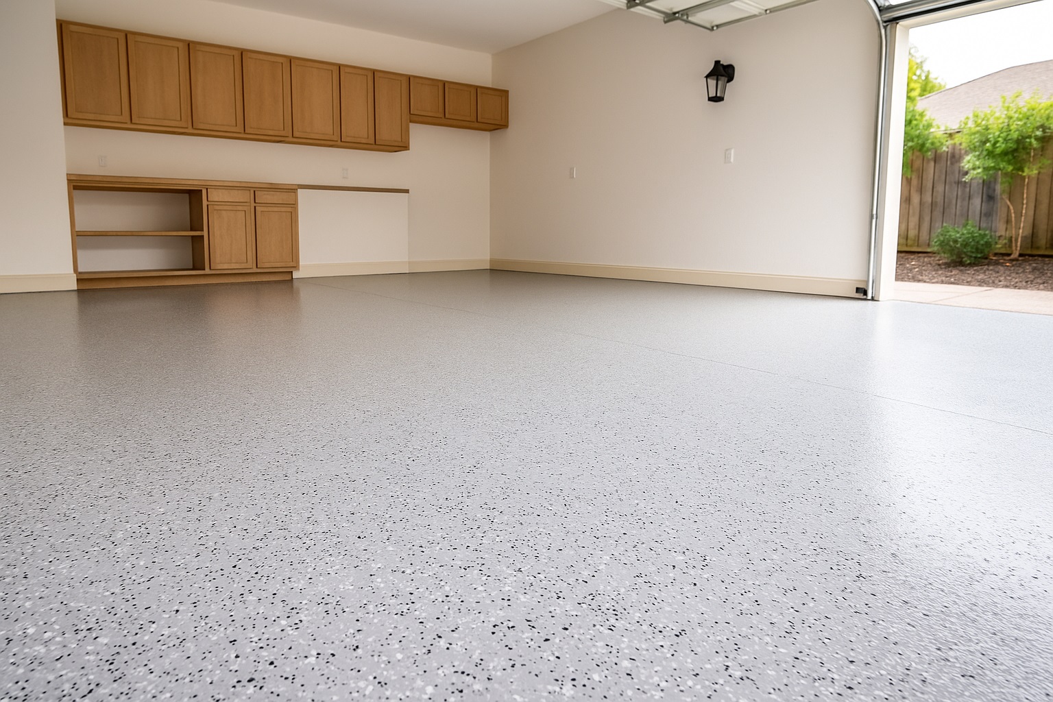 Finished epoxy garage floor