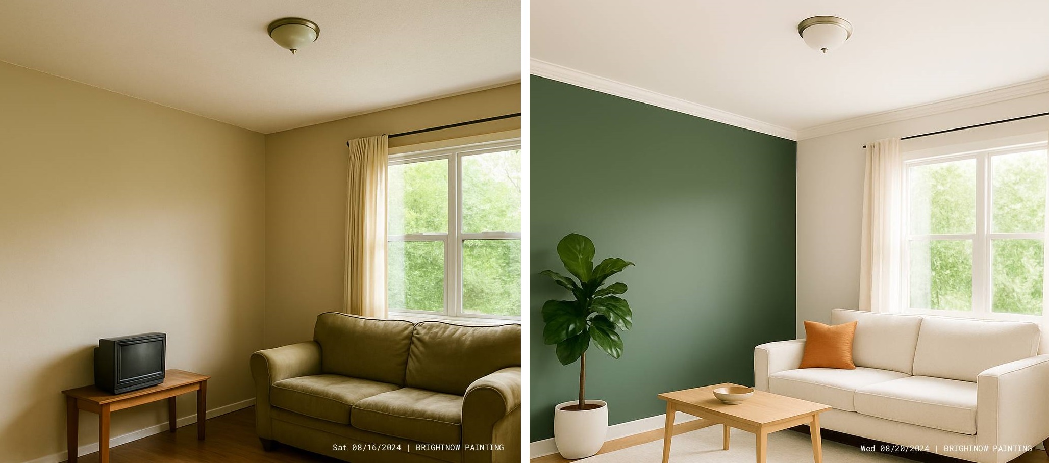 Interior repaint before and after