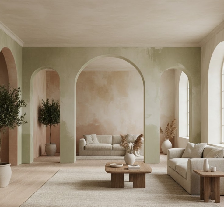 Living room limewash finish